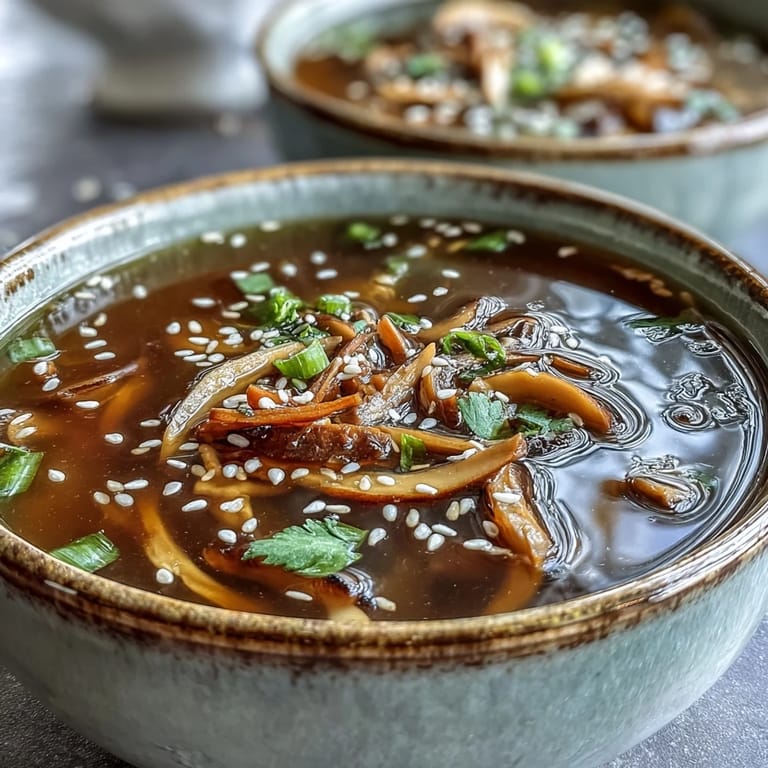 Steaming Miso Ginger Winter Soup served in a rustic bowl with julienned carrots and chili oil drizzle.