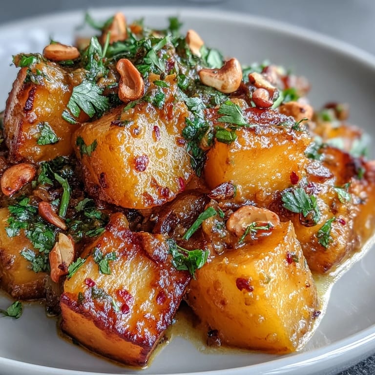 Freshly made curried celeriac served over fluffy white rice with a lime wedge on the side.
