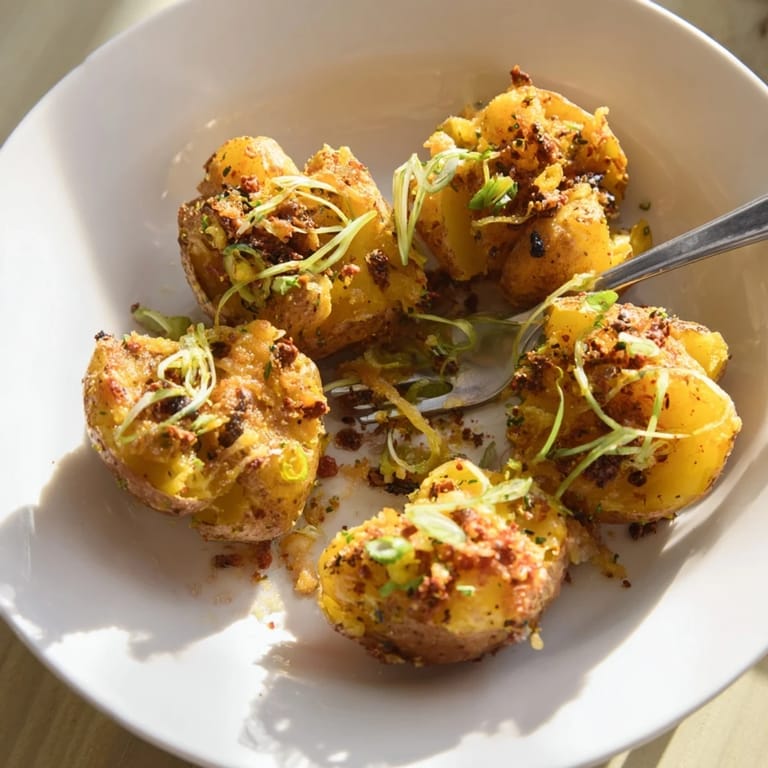 Deliciously golden smashed green onion potato bombs, perfect for appetizers and gatherings.  