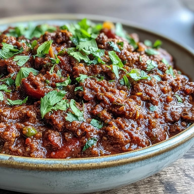 A rustic clay bowl filled with vibrant Venison Keema Curry, garnished with cilantro and a lemon wedge, ready to be scooped with naan.