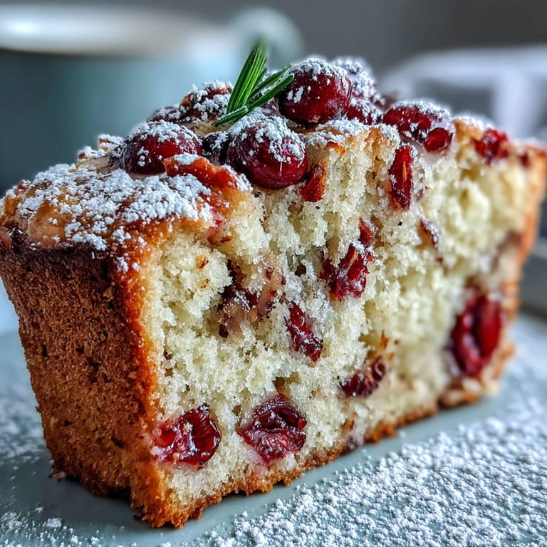 Sliced wedge of Cranberry Orange Breakfast Cake revealing tender crumb and orange zest, served on a rustic plate near coffee.