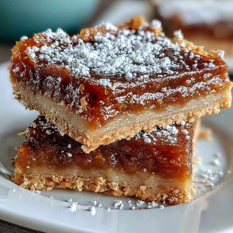 Stacked Earl Grey Tea, Guava, and Lemon Bars reveal a bright yellow filling and a thick layer of sweet guava paste inside.