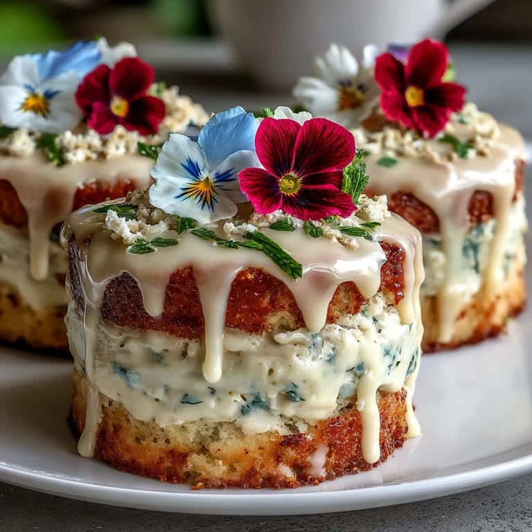 Bright and cheerful mini birthday cakes featuring layers of soft vanilla sponge, creamy buttercream, and vibrant edible spring flowers for a festive dessert centerpiece.