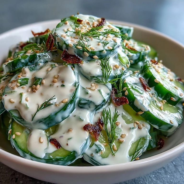 Vibrantly fresh TikTok Cucumber Salad, perfect side with tangy yogurt dressing.