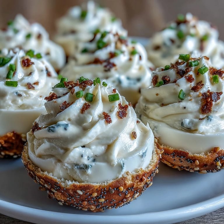 Tempting everything bagel deviled eggs ready to be enjoyed as appetizers.