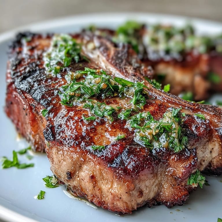 Herb-crusted lamb chops paired with vibrant gremolata, showcasing juicy pink centers and aromatic garnish for an elegant main dish.