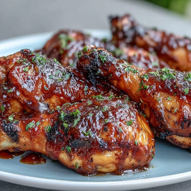 Sweet and spicy BBQ Chicken Drumsticks with Peach Glaze, a family favorite grilling recipe.