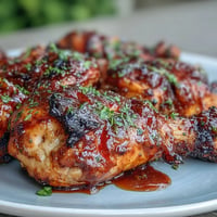 BBQ Chicken Drumsticks with Spicy Peach Glaze: juicy, caramelized, and perfect for a summer cookout.
